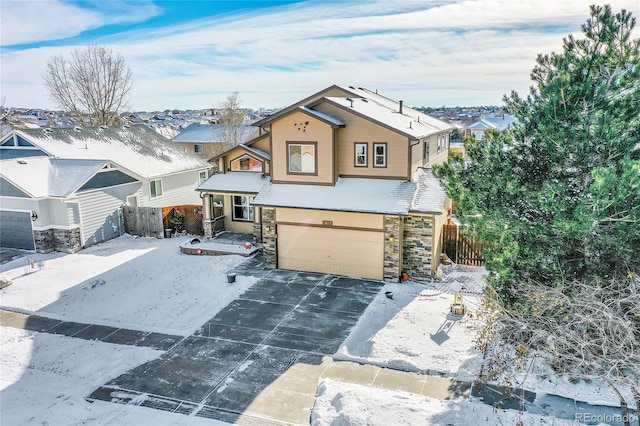 view of front of property featuring a garage