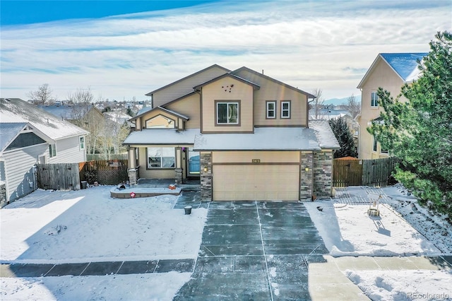 view of front of house with a garage