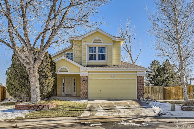 view of front facade featuring a garage