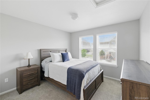 1673 Morningview Ln, Castle Rock, CO 80109 - bedroom featuring light colored carpet, baseboards, and attic access