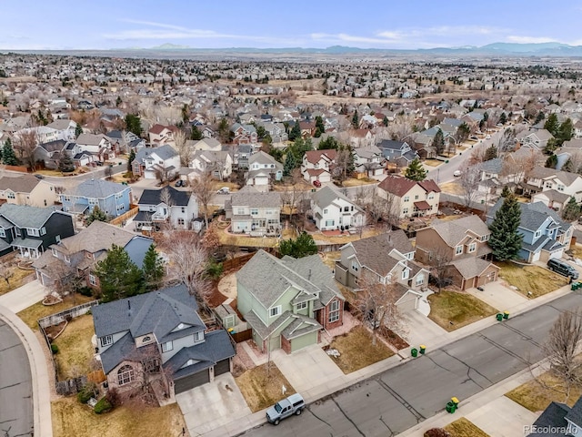 aerial view with a residential view and a mountain view