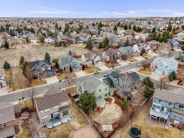 birds eye view of property with a residential view