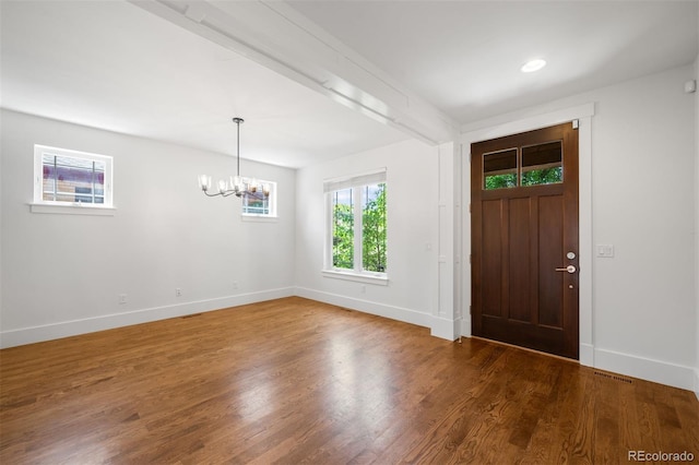 1934 S Sherman St, Denver, CO 80210 - entrance foyer featuring a chandelier, wood finished floors, and recessed lighting