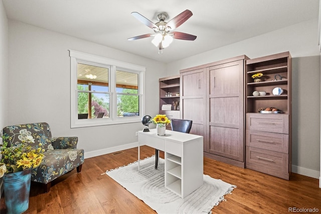 6331 County Road 32, Platteville, CO 80651 - office space with ceiling fan, baseboards, and wood finished floors