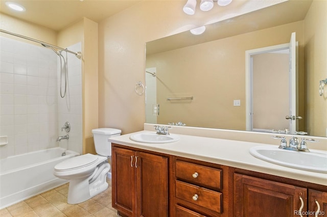 1284 Timber Run Hts, Monument, CO 80132 - full bath featuring double vanity,  shower combination, and tile patterned flooring