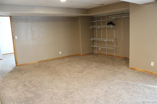 interior space featuring baseboards and carpet floors