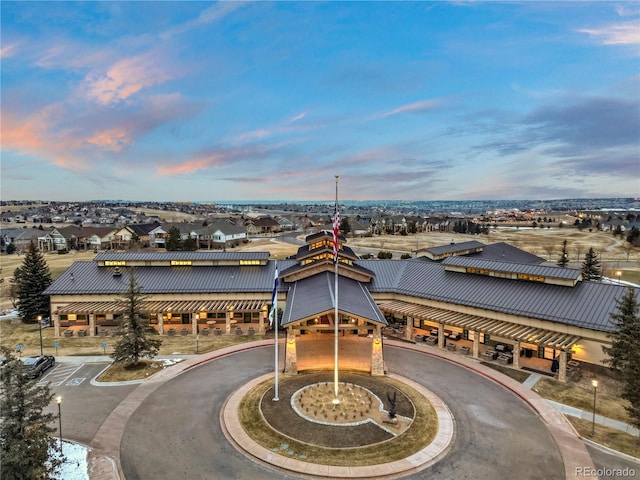 drone / aerial view with a residential view