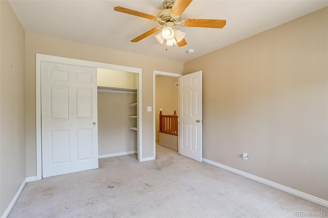 2035 Overland Dr, Brighton, CO 80601 - unfurnished bedroom with light colored carpet, a closet, baseboards, and ceiling fan