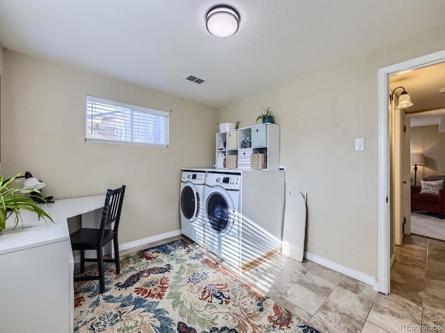 6664 Gray St, Arvada, CO 80003 - washroom with washing machine and dryer and an office area