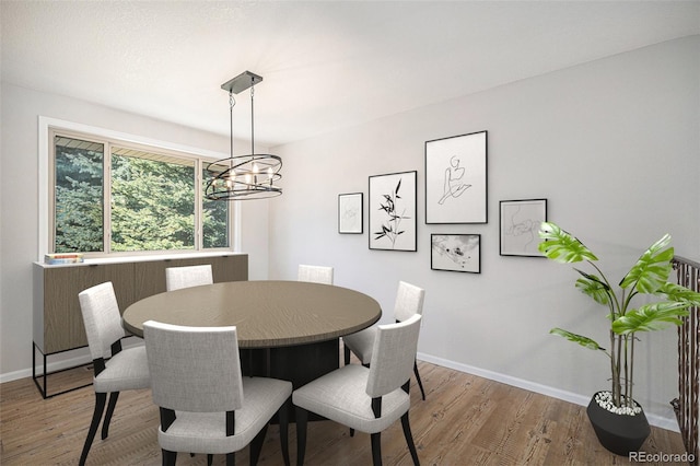 dining room featuring baseboards and wood finished floors