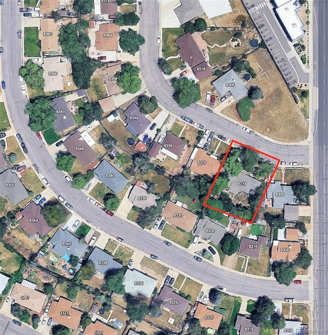 8319 Quivas Way, Denver, CO 80221 - aerial view of property's location with property boundaries highlighted