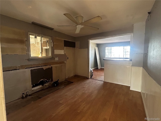 8319 Quivas Way, Denver, CO 80221 - unfurnished living room with ceiling fan and wood finished floors