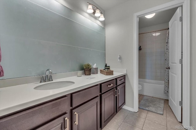 10913 Ledges Rd, Parker, CO 80134 - bathroom with tile patterned floors, vanity, and shower / bath combination