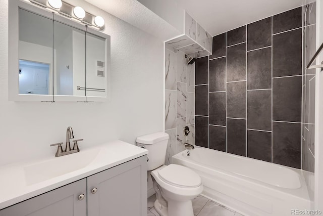 bathroom featuring shower / bathing tub combination, vanity, and toilet