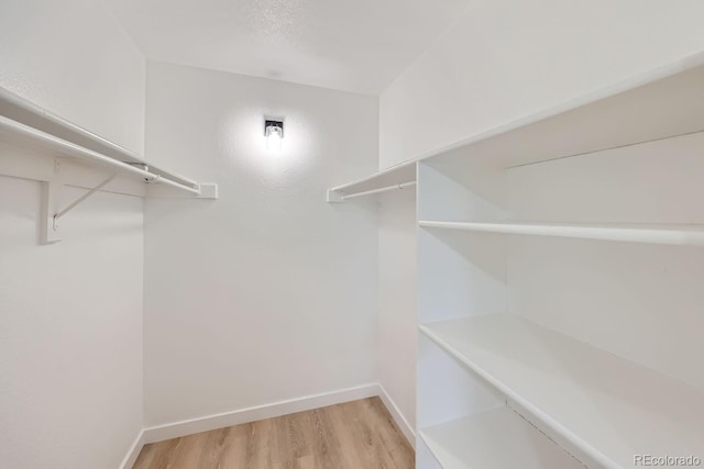 walk in closet featuring light wood-type flooring