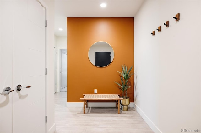 hall featuring light hardwood / wood-style flooring