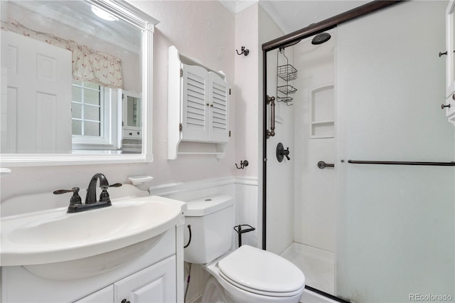 16308 E Wyoming Dr, Aurora, CO 80017 - full bathroom featuring a stall shower, vanity, and toilet