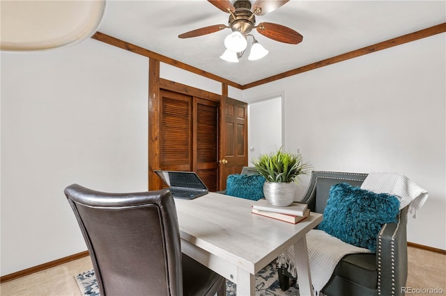 16308 E Wyoming Dr, Aurora, CO 80017 - office space with light colored carpet, baseboards, and ceiling fan