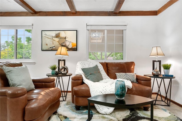 16308 E Wyoming Dr, Aurora, CO 80017 - sitting room with beam ceiling and baseboards