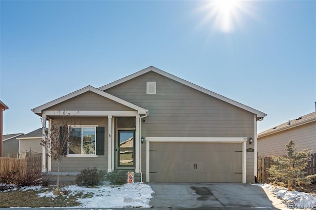 view of front facade with a garage