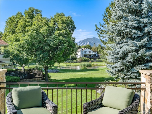 balcony with a mountain view