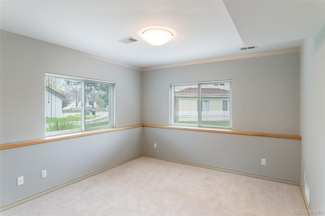 empty room featuring light carpet