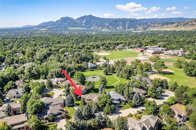 drone / aerial view with a mountain view