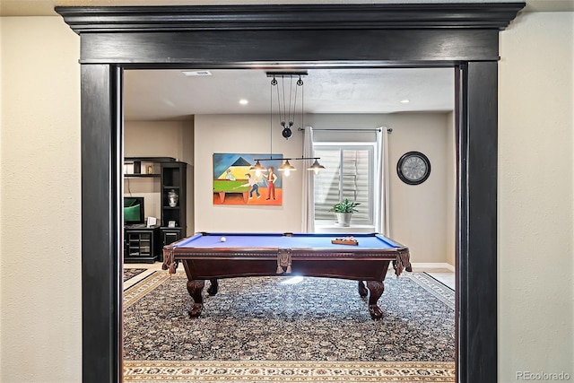 playroom with pool table