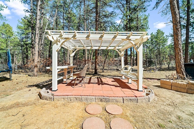 view of patio / terrace featuring a pergola