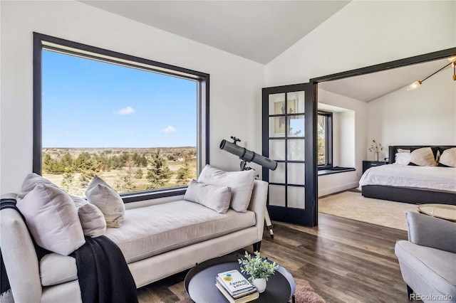 7388 S Ireland Cir, Centennial, CO 80016 - bedroom featuring lofted ceiling and wood finished floors