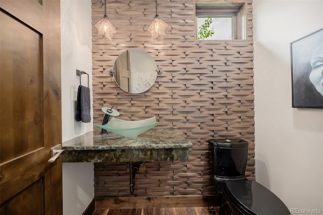 bathroom with wood finished floors