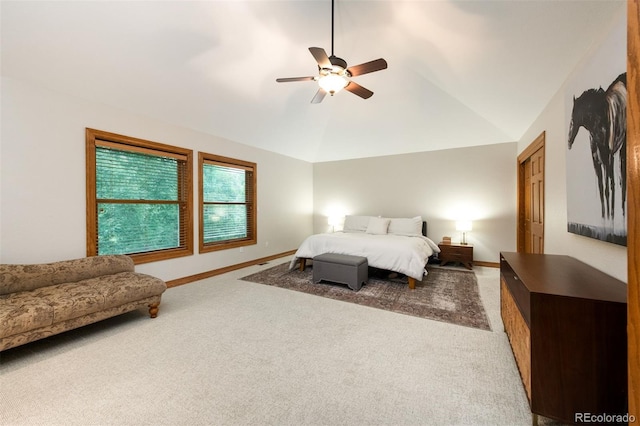 3935 Pierson St, Wheat Ridge, CO 80033 - bedroom featuring carpet flooring, lofted ceiling, and a ceiling fan