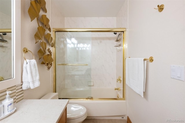 3935 Pierson St, Wheat Ridge, CO 80033 - full bathroom featuring vanity, enclosed tub / shower combo, and tasteful backsplash