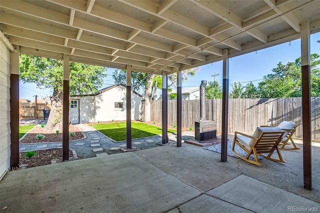 1060 Grove St, Denver, CO 80204 - fenced backyard with a patio area and an outdoor structure