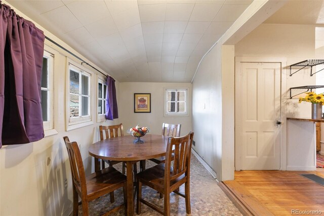 dining room featuring hardwood / wood-style floors and a healthy amount of sunlight