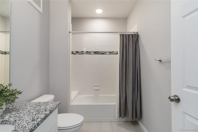 15700 E Jamison Dr Unit 305, Englewood, CO 80112 - full bathroom with vanity, shower / bath combo, tile patterned floors, and recessed lighting