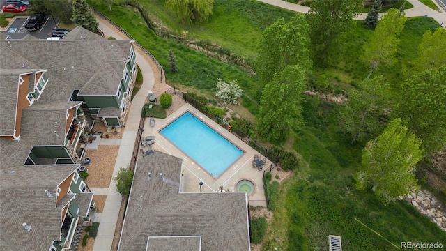 7130 Simms St Unit 206, Arvada, CO 80004 - aerial view of property and surrounding area featuring a pool