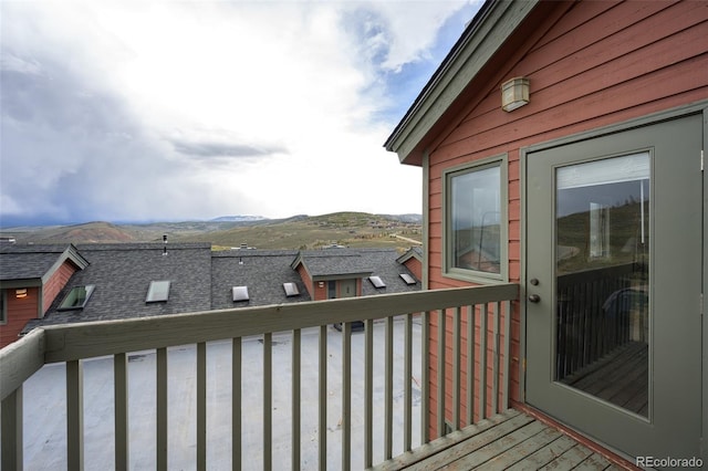 deck with a mountain view