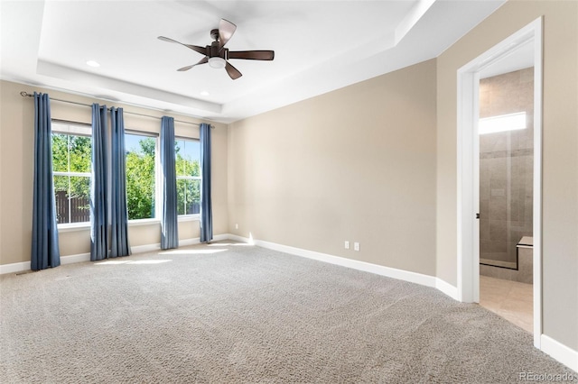10122 Des Moines St, Parker, CO 80134 - carpeted spare room featuring a raised ceiling, a ceiling fan, and recessed lighting