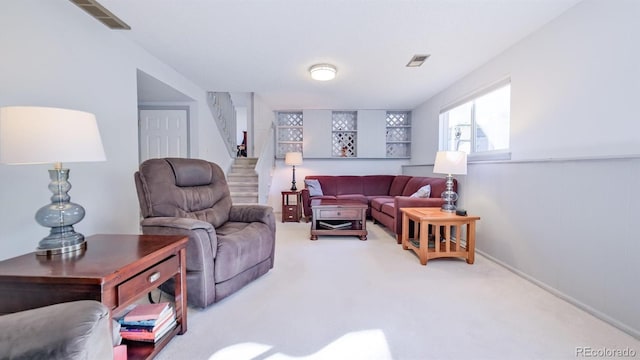 living room featuring carpet