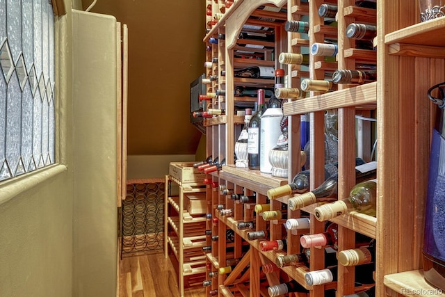 wine cellar featuring wood finished floors