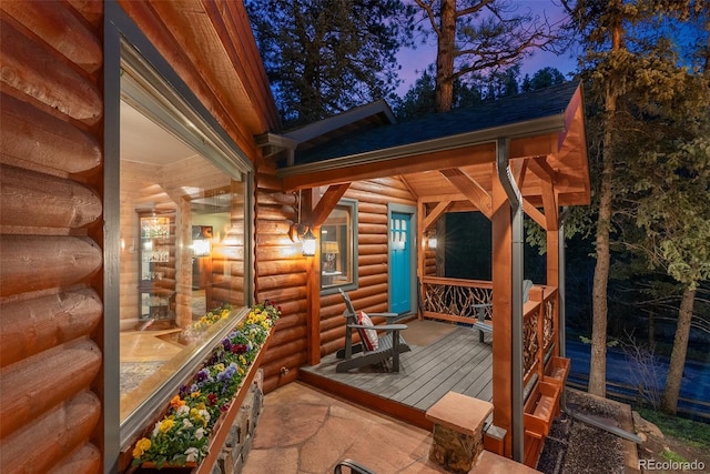 wooden deck with a porch