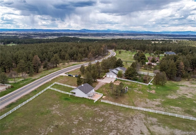 birds eye view of property with a mountain view