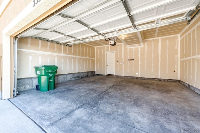 garage with a garage door opener