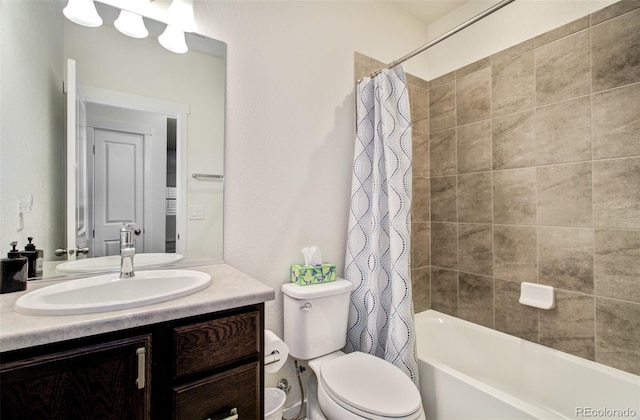 2734 Grand Prix Ct, Colorado Springs, CO 80922 - full bathroom featuring vanity, toilet, and shower / bathtub combination with curtain