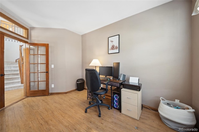 9684 W Long Dr, Littleton, CO 80123 - office area with wood finished floors, baseboards, and french doors
