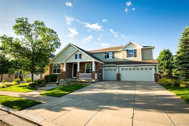 craftsman-style house featuring a garage and covered porch