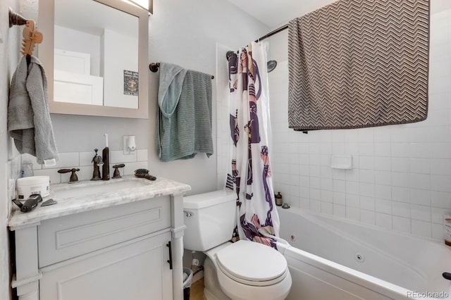 3000 S Sherman St, Englewood, CO 80113 - full bathroom with toilet, vanity, and a combined bath / shower with jetted tub
