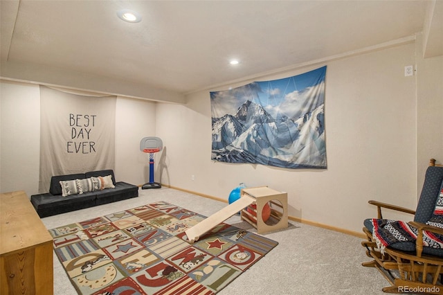 2045 Parkwood Dr, Johnstown, CO 80534 - playroom featuring carpet, recessed lighting, and baseboards