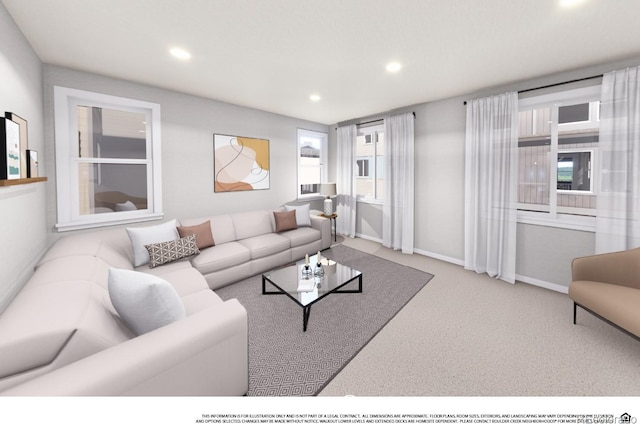 1593 W 166th Ave, Broomfield, CO 80023 - living area featuring recessed lighting, carpet floors, and baseboards